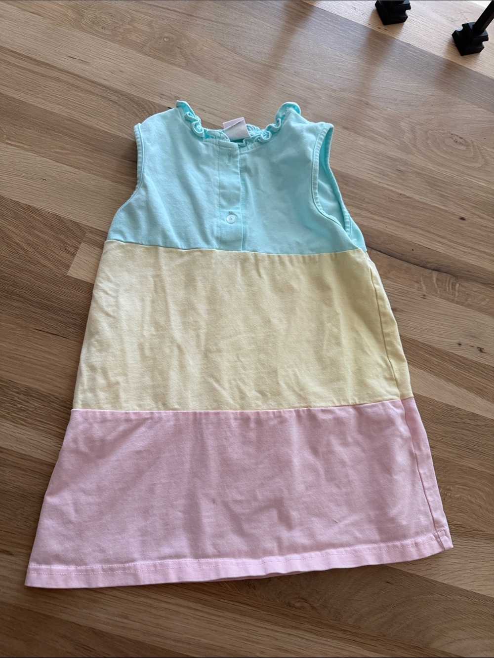 Girls' Pastel Colorblock Sleeveless Dress - Blue, Yellow & Pink